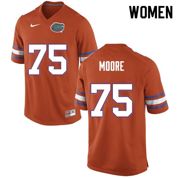 Women #75 T.J. Moore Florida Gators College Football Jerseys Orange